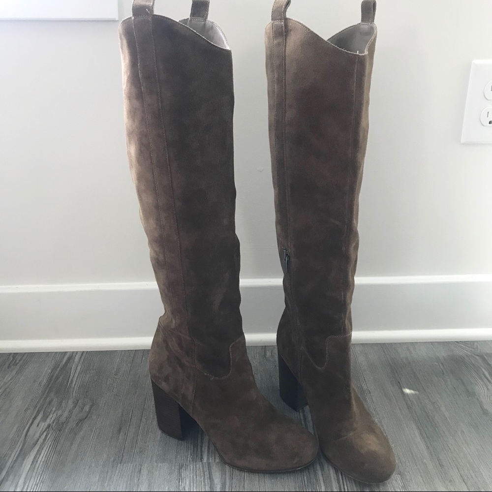 VIA SPIGA KNEE HIGH SUEDE LEATHER WESTERN BOOT TAN